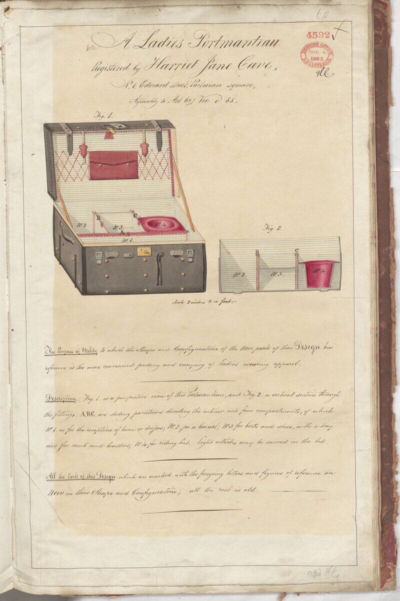 A Ladies&rsquo; Portmanteau — Registered by Harriet Jane Cave, 1863